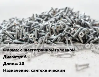 Шуруп с шестигранной головкой 6х20 сантехнический